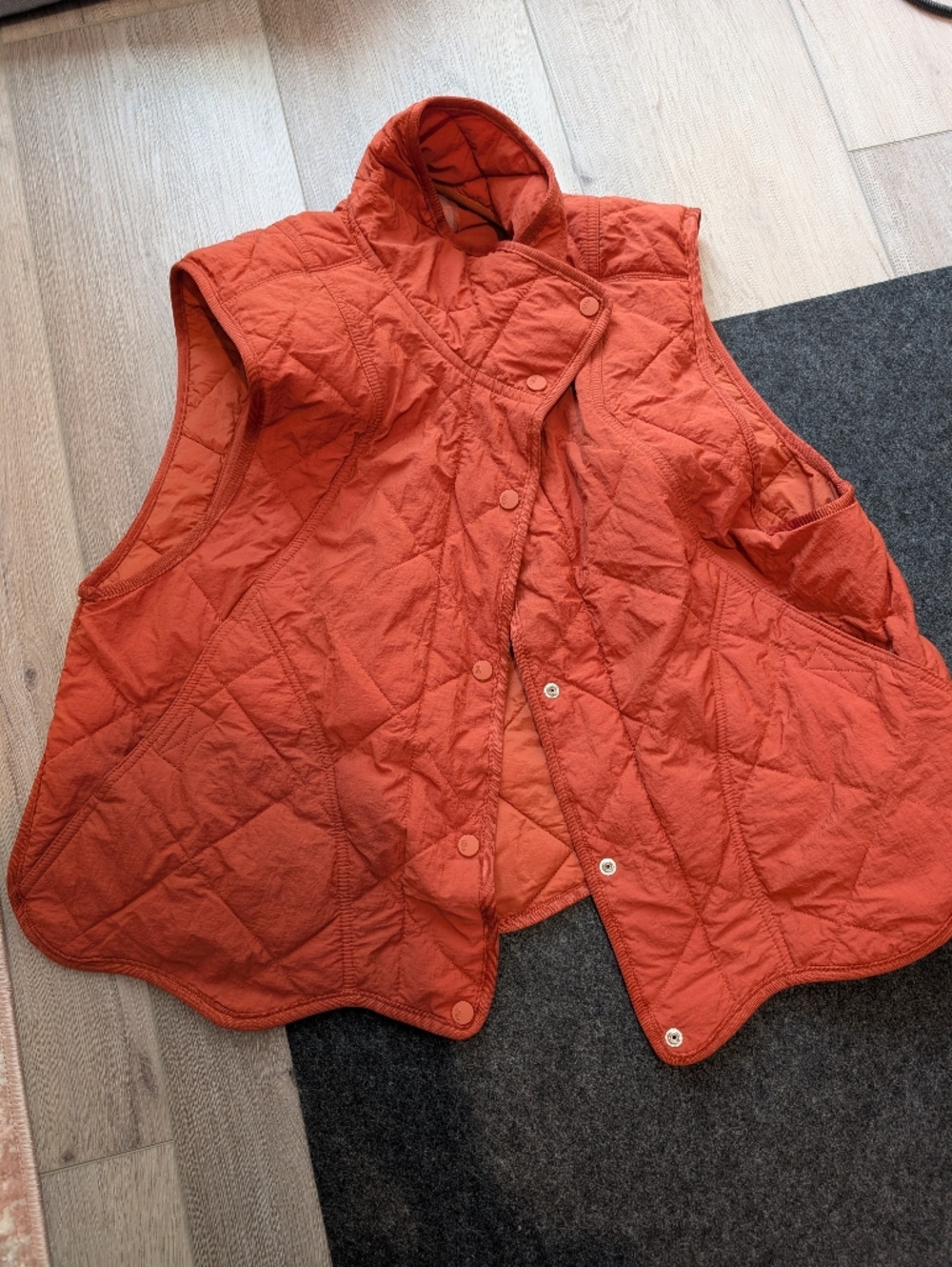 Free People Quilted Sleeveless Vest in Burnt Orange